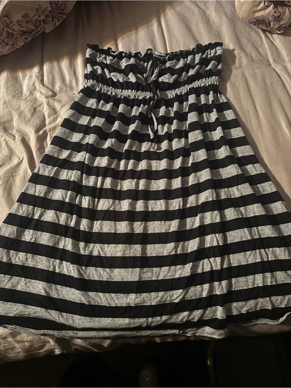 Y2K Vintage Tube Top Strapless Striped Dress